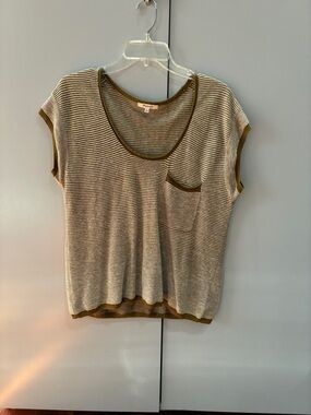 Madewell textured linen-cotton blend, short-sleeved striped sweater